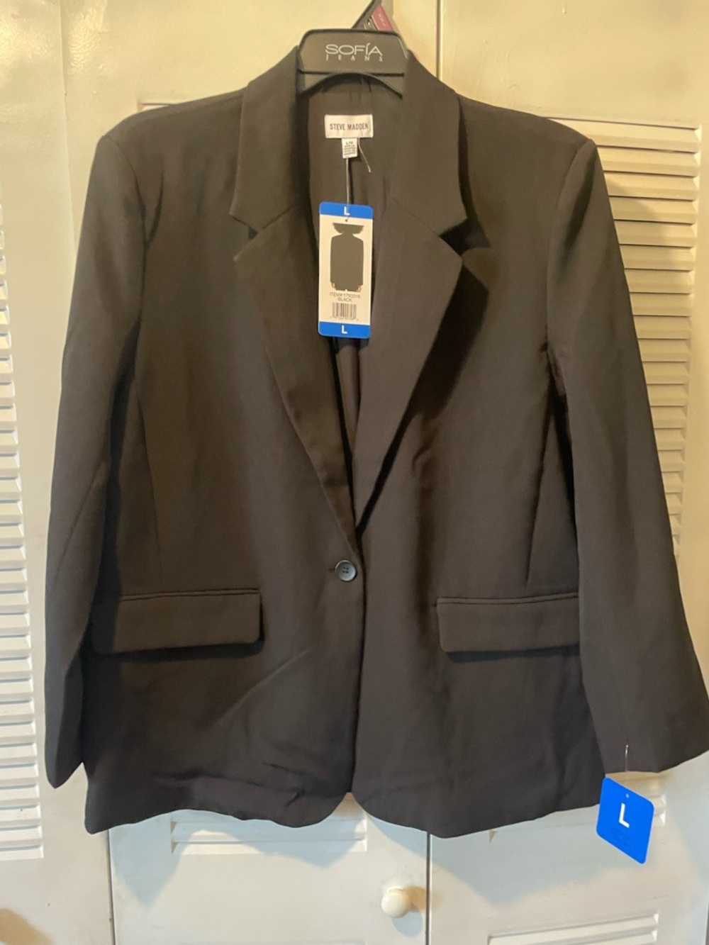Steve Madden Black Single-Button Notch Lapel Blazer